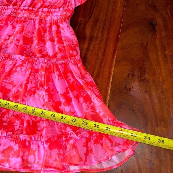 ROBERTSON + RODEO CANDY SHOP POPPY PINK FLORAL SURPLICE RUFFLE DRESS sz M - Picture 15 of 15